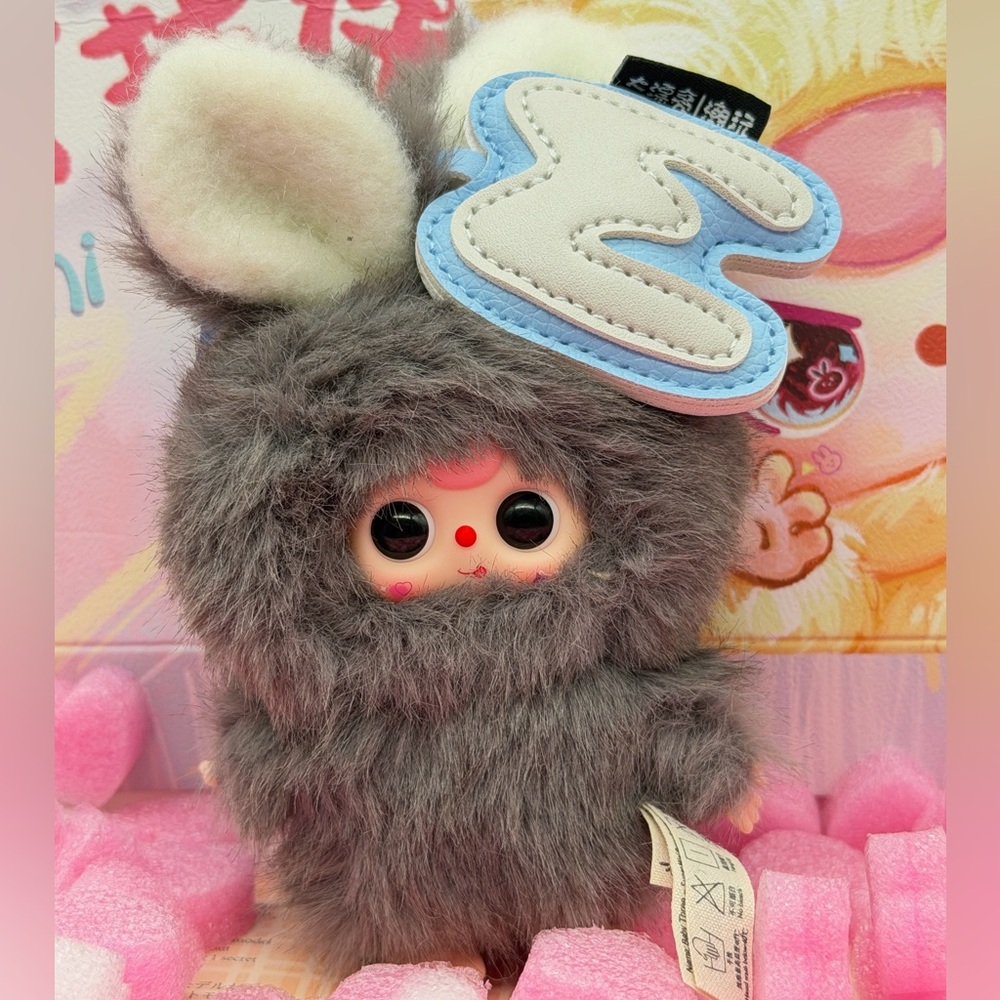 Baby Three Super Mini Bunny Plush – Letter M-Opened Blind Box w/ Box & Card